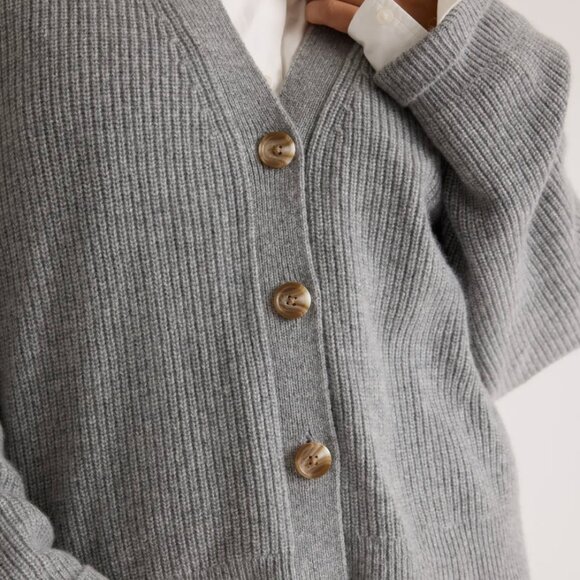 (Quince) Mongolian Cashmere Fisherman Boxy Cropped Cardigan Sweater - Picture 3 of 12